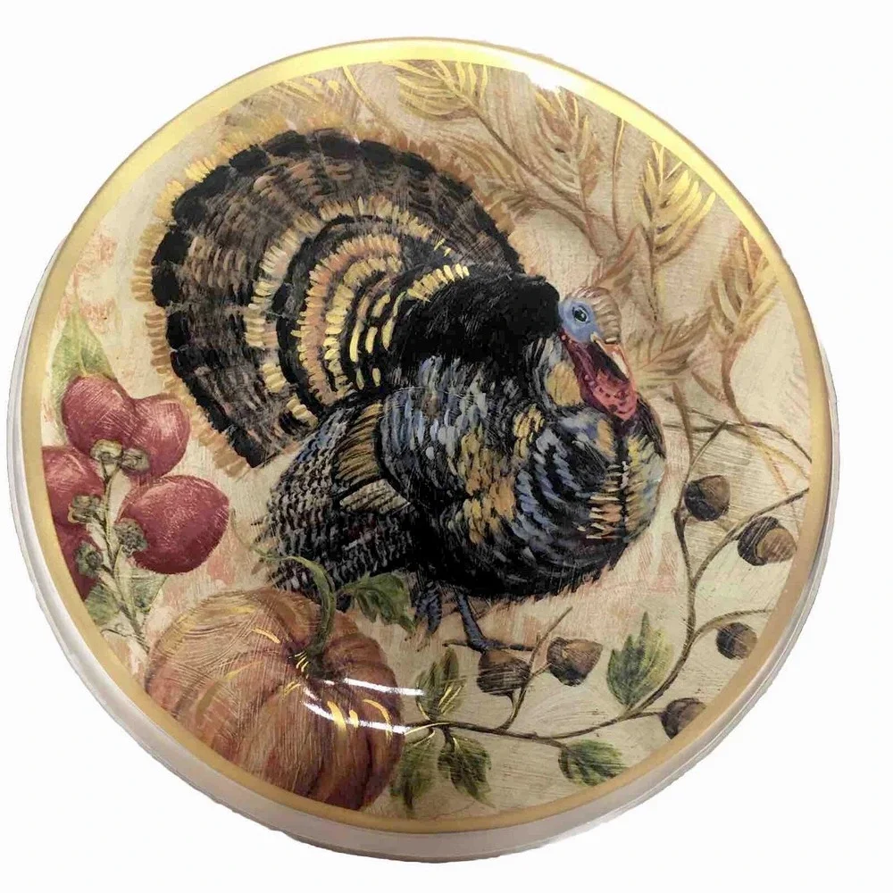 Pottery Barn Fresco Birds Turkey Thanksgivings Salad Dessert Plates Set OF 4